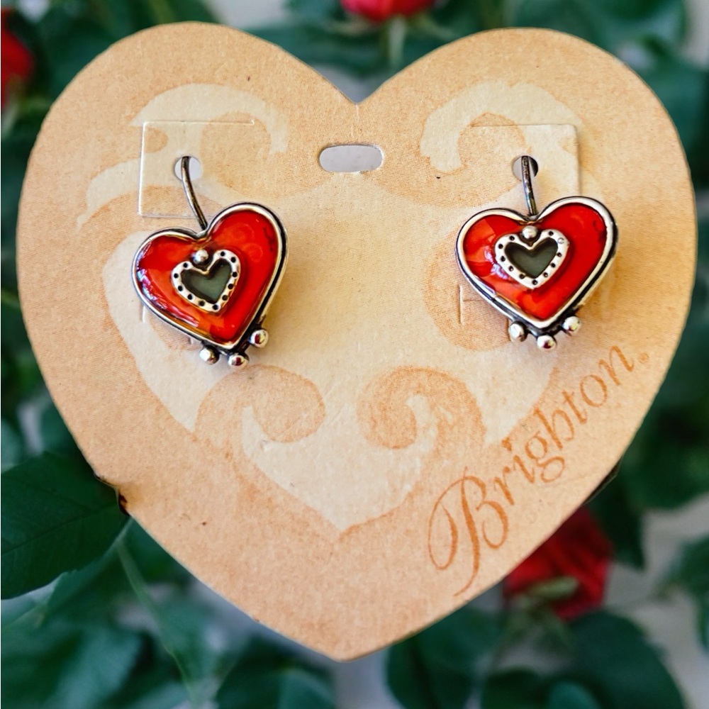Brighton Dazzling Love Post Earrings in a red and silver finish. Heart DesignNWT